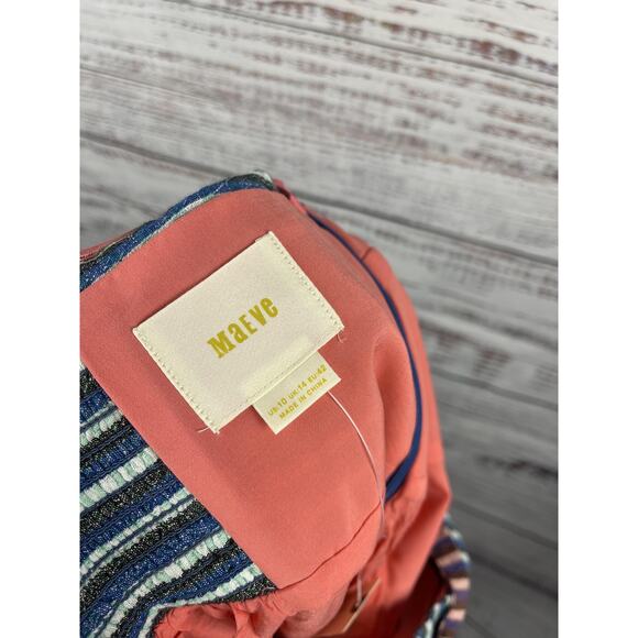 Maeve Dress Women's 10 Gingham One Shoulder Tie Stripe Anthropologie NWT - Picture 6 of 12